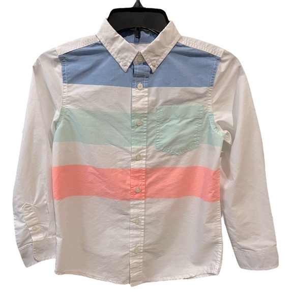Cat & Jack Boy’s Striped Long Sleeve Button Up Shirt EUC - Picture 2 of 15